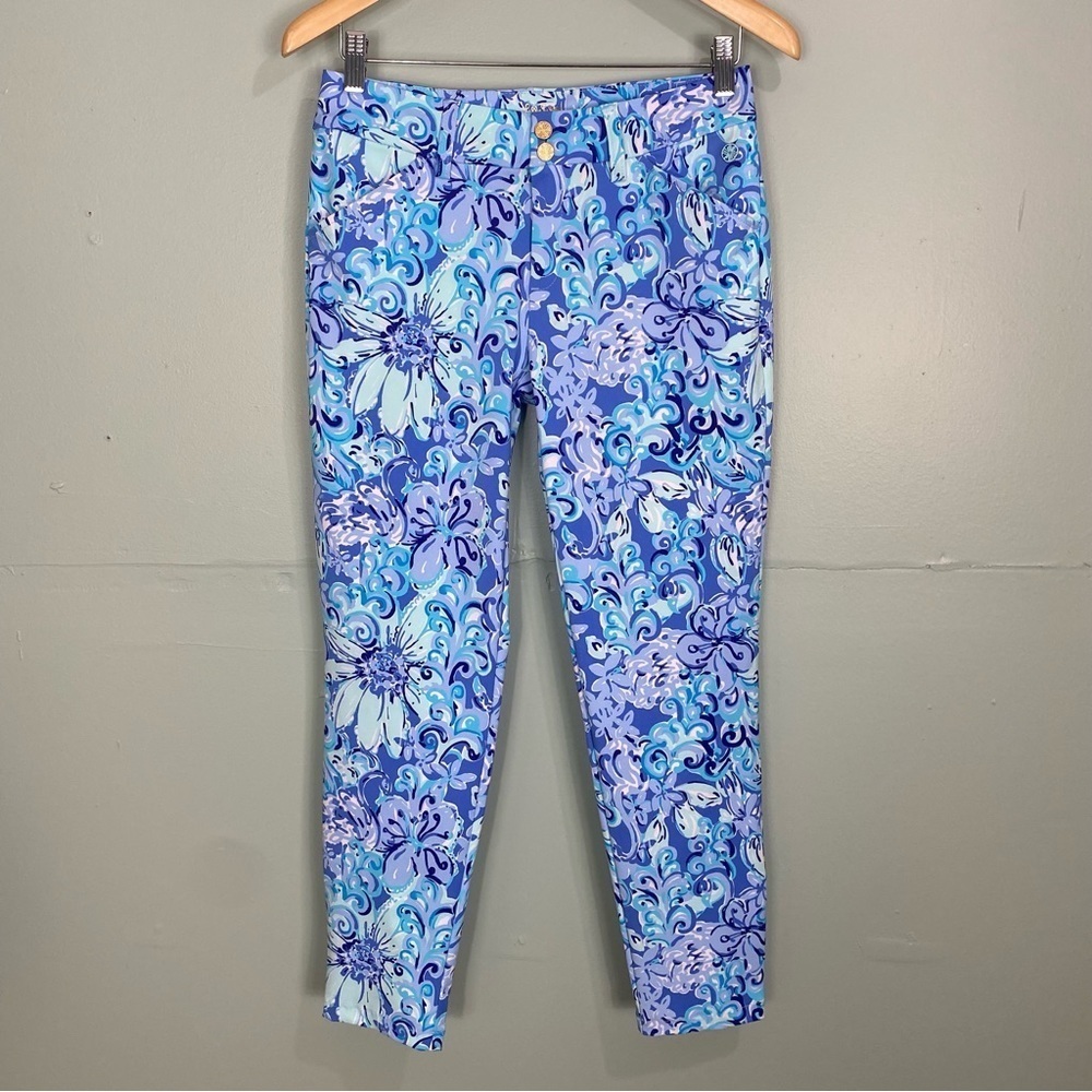 Lilly‎ Pulitzer Cameron Pant Saltwater Blue Suns Out Funs Out 4 UPF 50+ Luxletic